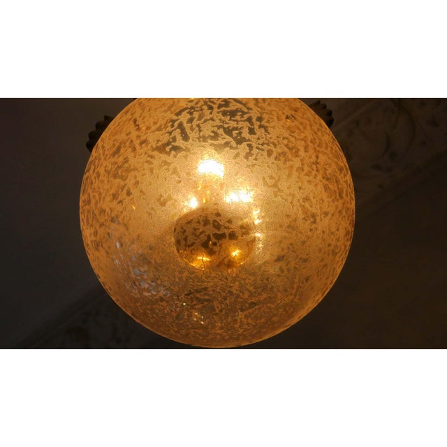 Mid-Century Modern Frosted Glass and Brass Pendant Lamp from Doria Leuchten, 1970s For Sale - Image 3 of 14