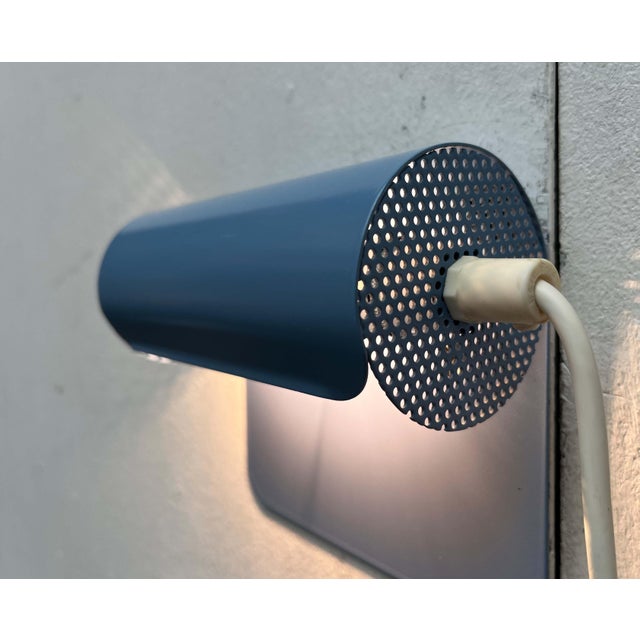 Danish Postmodern Light Blue Perforated Metal Pendant from Abo Randers, 1980s For Sale - Image 13 of 18