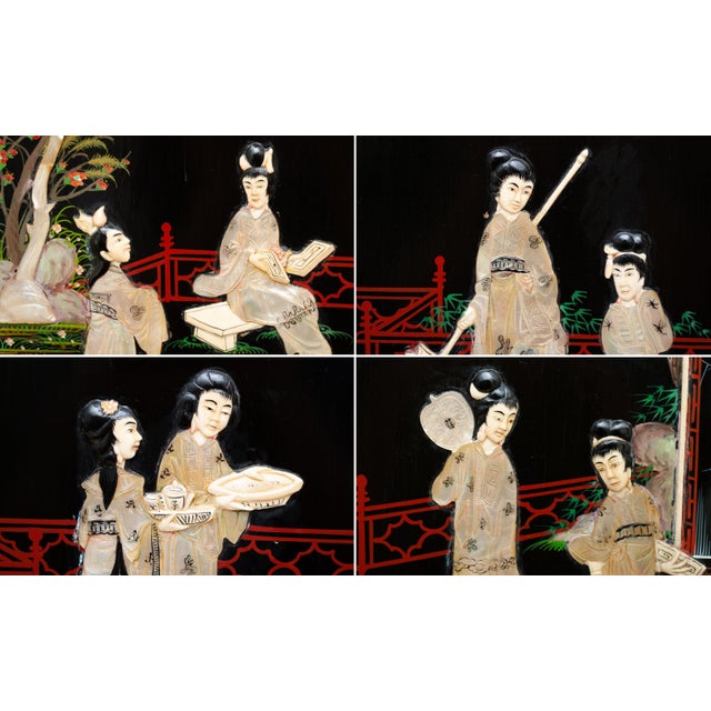 C. 1920-1940s Chinoiserie Inlaid Coromandel Screen For Sale - Image 15 of 18