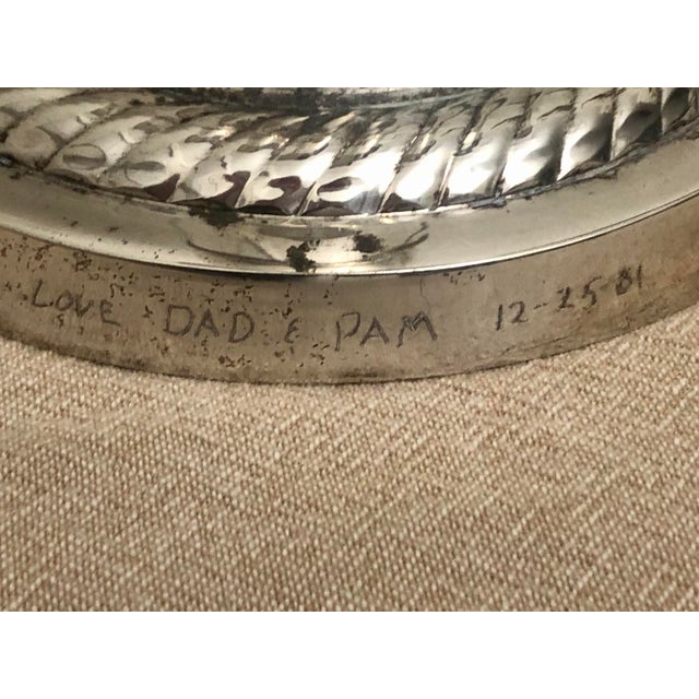 Antique Silver Plated Trumpet Vase, Engraved Chairish