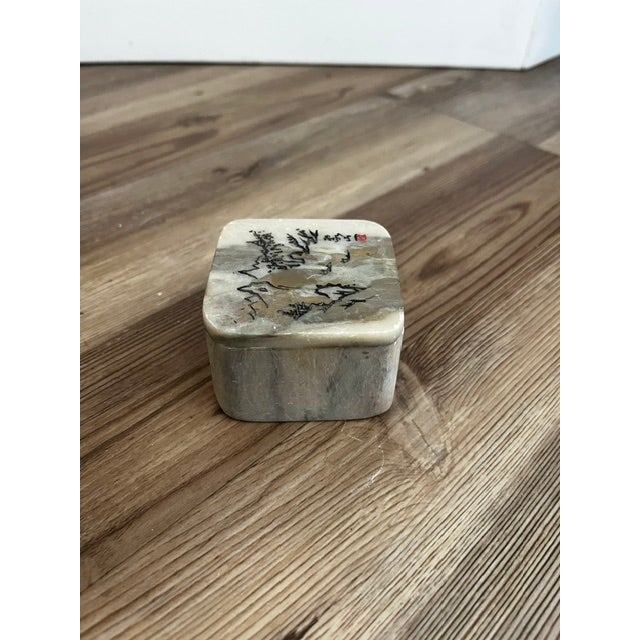 Mid 20th Century Small Vintage Stone Chinese Trinket Box For Sale - Image 5 of 8