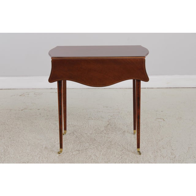 1990s Pair of Baker Mahogany Pembroke Drop Side Tables For Sale - Image 5 of 15