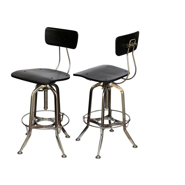 Restoration Hardware Vintage Restoration Hardware, "1940s Vintage Toledo Bar Stool", Pr. For Sale - Image 4 of 12