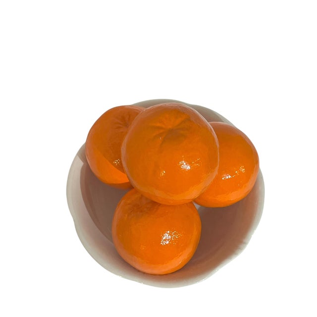 Ceramic Vintage French Trompe L’Oeil Ceramic White Bowl of Oranges For Sale - Image 7 of 11