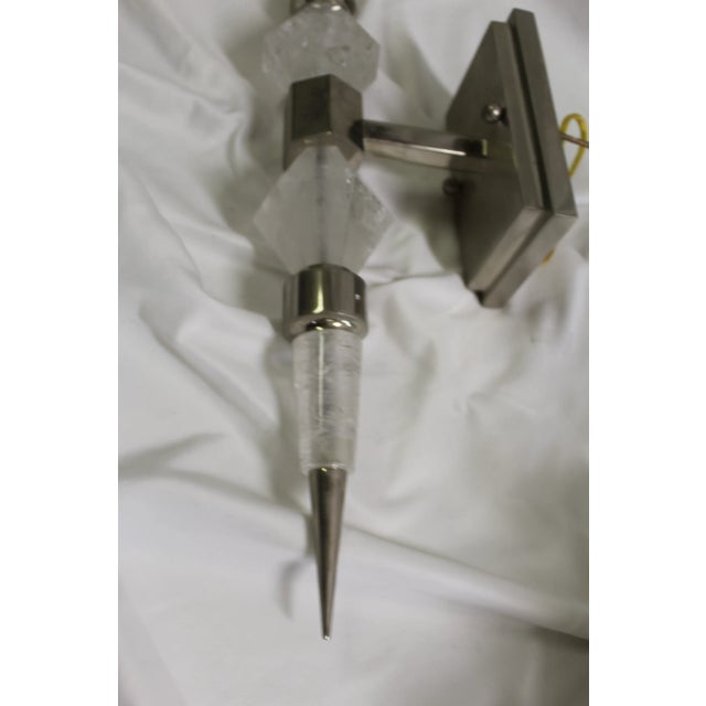1990s 1990s Modern Rock Crystal Sconces Pair For Sale - Image 5 of 11