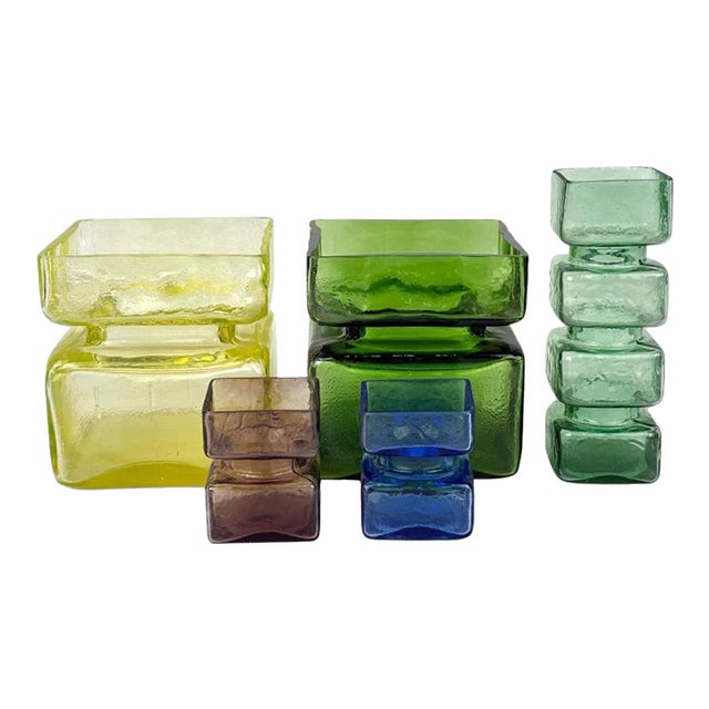 1960s Helena Tynell "Pala" Glass Vases for Riihimaen Lasi Oy- Five Piece Set For Sale