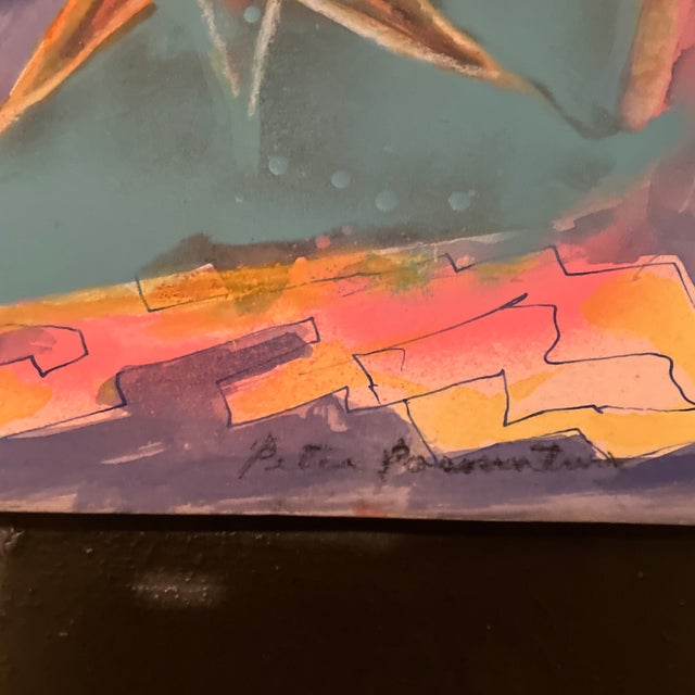 1980’s Original Abstract Expressionist Painting/Drawing/Pastel Signed For Sale - Image 4 of 5