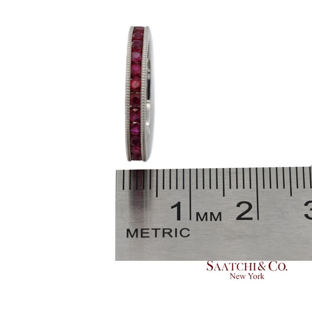 14k(585) Solid White Gold Hand Milgrain Band Ring, Size 6 For Sale - Image 9 of 10