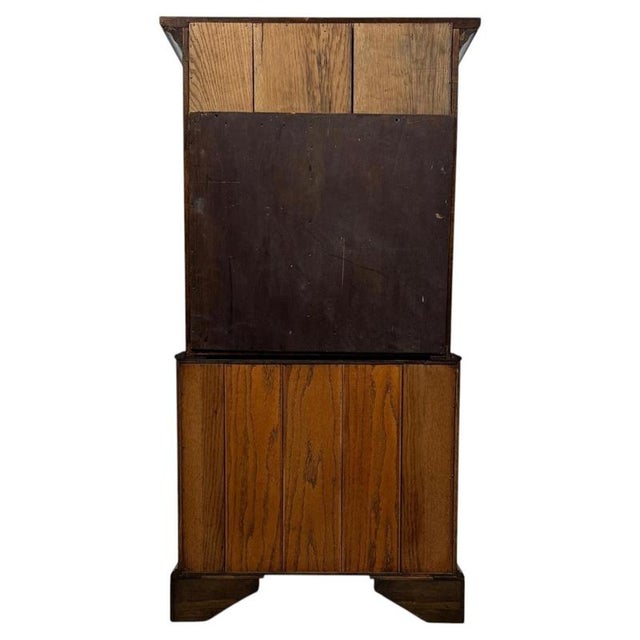 Antique English Oak Chest-on-Chest Tallboy with Brass Handles For Sale - Image 10 of 14