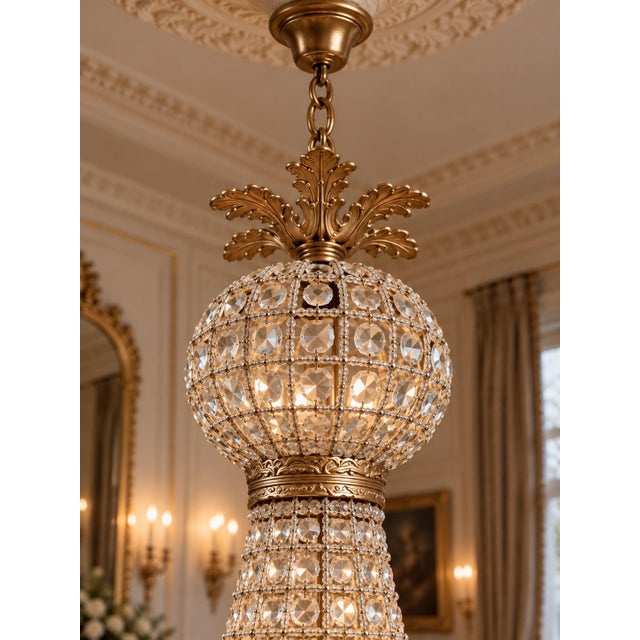 Late 20th Century French Artisan Louis XVI Gold Bronze Chandelier For Sale - Image 6 of 18