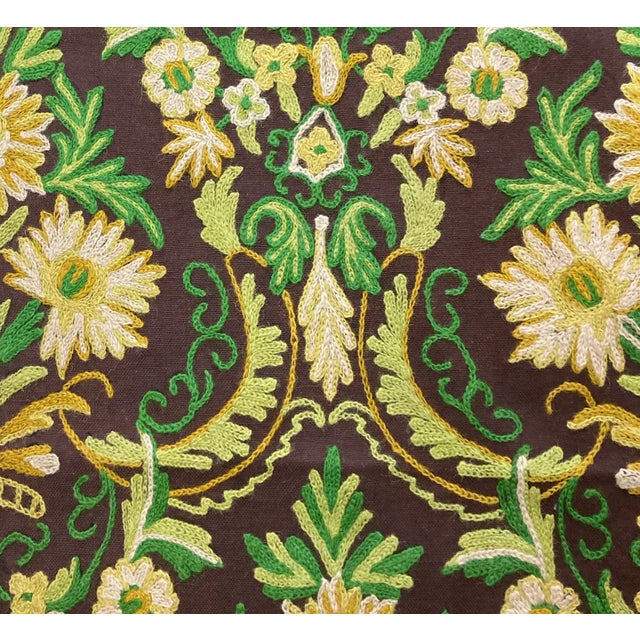 Vintage Floral embroidery green textile Art beautiful forest green from Sunarkand.