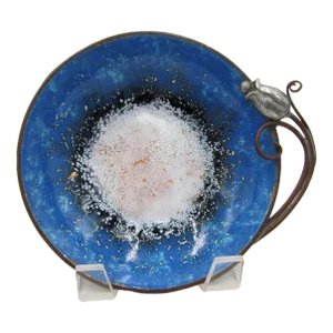 1940s Arts and Crafts Blue Tulip Copper Trinket Bowl Dish by Serge Nekrassoff
