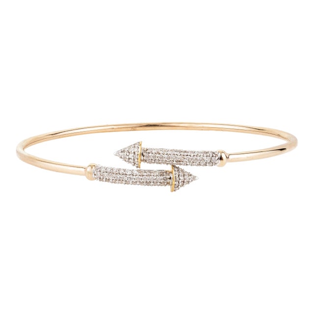 18k Diamond Set Crossover Arrow Cuff Bracelet For Sale