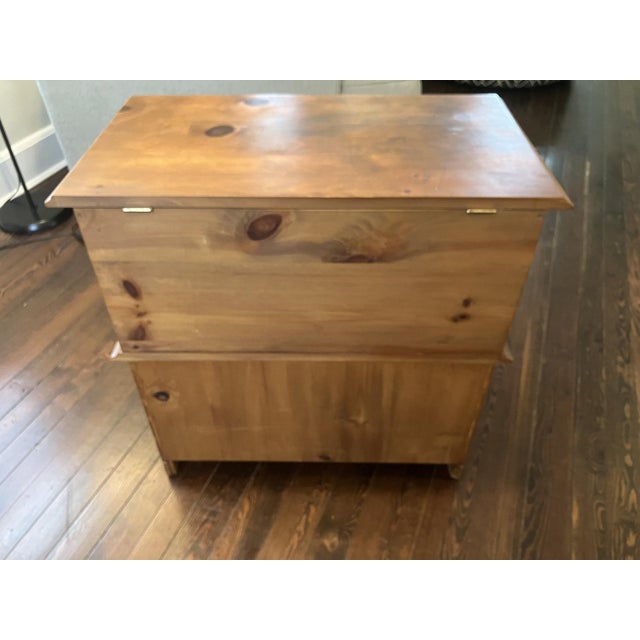 Farmhouse Late 20th Century Rustic Pine Wood Dry Sink Cabinet / Blanket Chest – Country Primitive Storage For Sale - Image 3 of 12