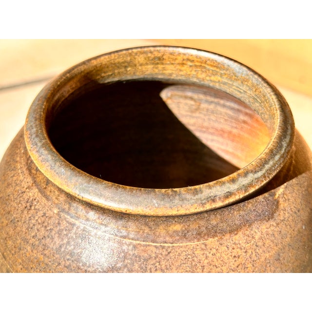 Sculptural Handmade Ceramic Vase with Warm Brown Glaze, Germany, 1980s For Sale - Image 6 of 11