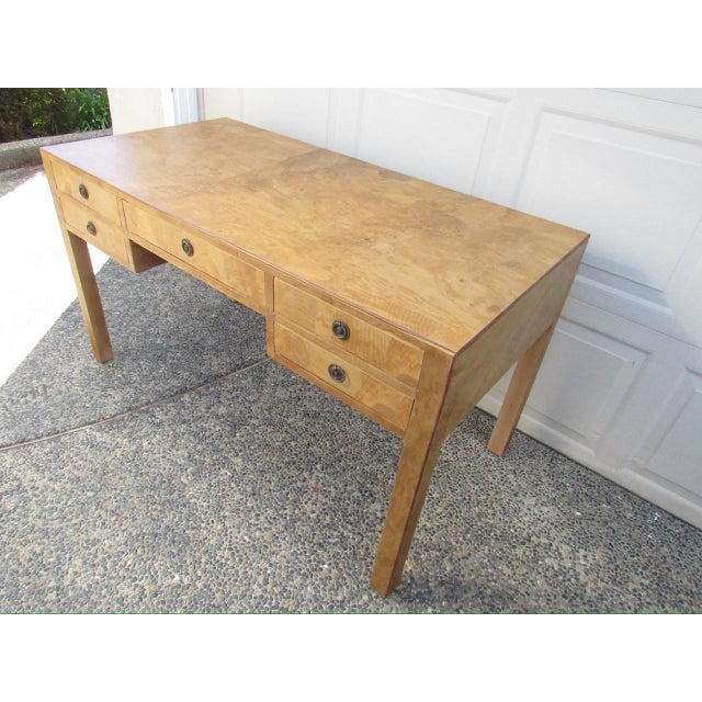 1970s Mid-Century Modern Italian Burl Olive Wood Desk For Sale - Image 5 of 18