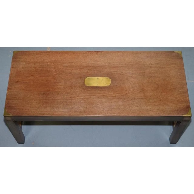 Vintage Hardwood and Brass Military Campaign Coffee Table from Harrods London For Sale - Image 4 of 15