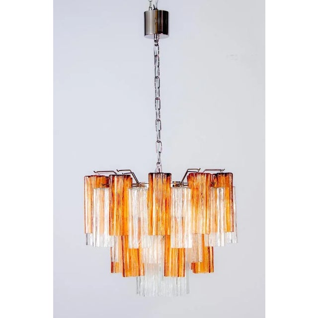 Murano Gold and Clear Glass Tronchi Chandelier, 1970s For Sale - Image 12 of 16