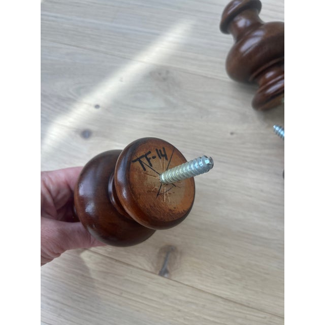 Fence Post, Stair Railing or Couch Finials in Walnut Wood Finish- Set of 4 For Sale - Image 11 of 11
