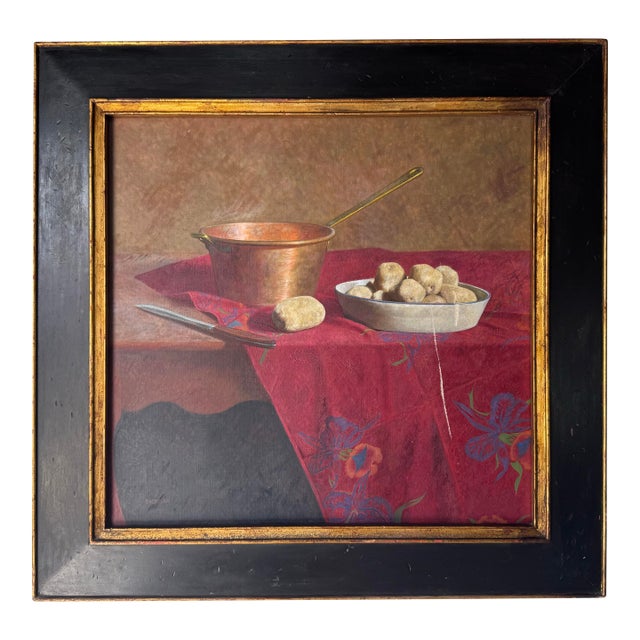 1960s John Bazadona Still Life Oil on Canvas Painting, Signed & Framed For Sale