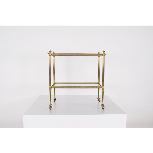 1960s Neoclassical Brass and Mirror Serving Cart in the style of Maison Jansen, 1960s For Sale - Image 5 of 12