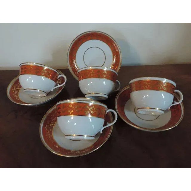 18th Century Extra Large 18th Century Worcester Flight Barr Orange Red Tea Cups and Saucers - 8 Pieces For Sale - Image 5 of 10