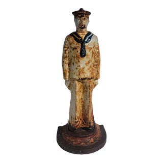 19thc Original Painted Sailor Door Stop For Sale