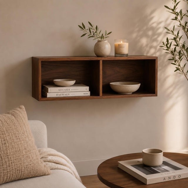 Arcuno Solid Walnut Floating Nightstand For Sale - Image 11 of 11
