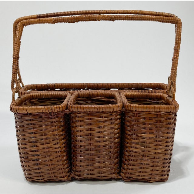 Wicker Flatware Holder With Napkin Caddy For Sale - Image 4 of 7