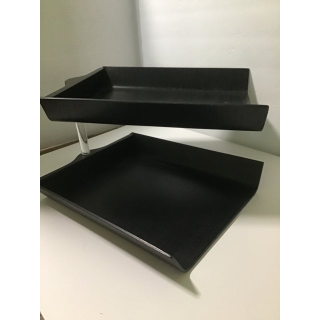 Mid 20th Century Ebonized Florence Knoll Letter Tray Lucite 2 Tier Marked For Sale In Cleveland - Image 6 of 12