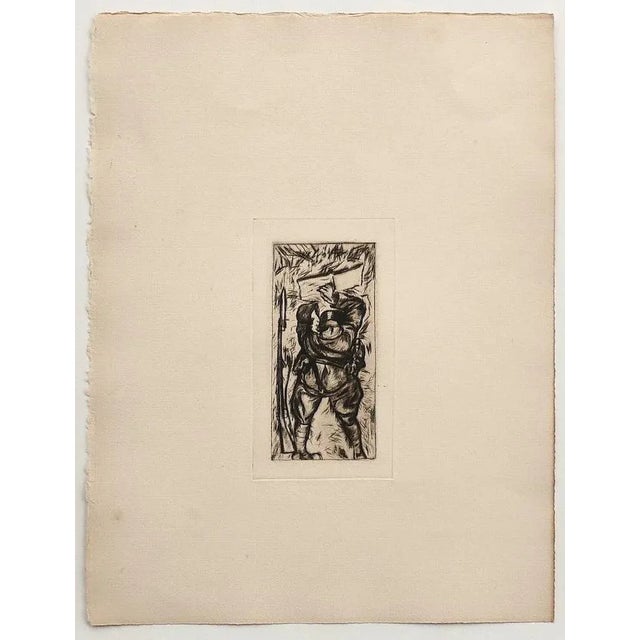 Reading Soldier is a beautiful print in etching on paper, realized by Anselmo Bucci (1887-1955). Good conditions. Sheet...