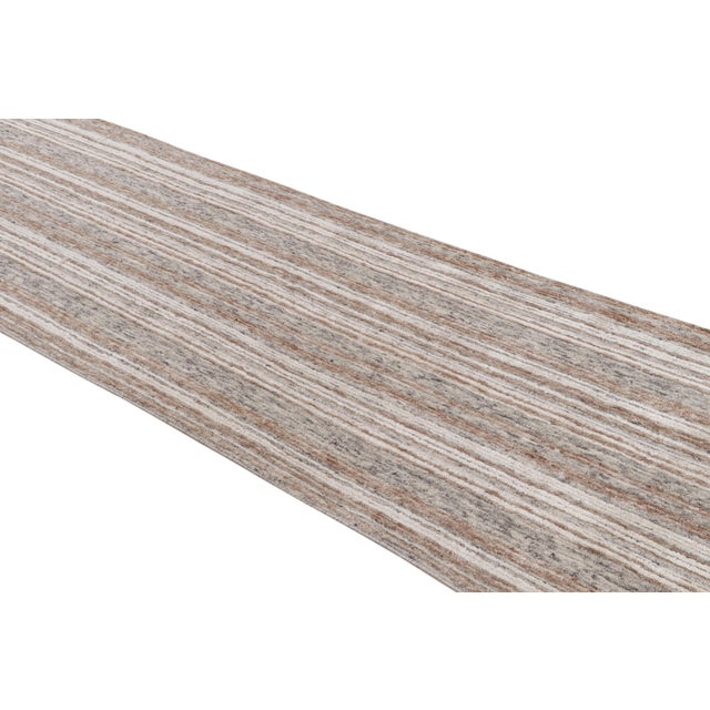 Rug & Kilim Rug & Kilim’s Modern Rug With Beige/Brown, White and Gray Stripes For Sale - Image 4 of 6