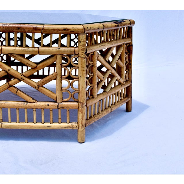 Mid 20th Century English Tortoise Bamboo and Cane Hexagon Coffee Table For Sale - Image 5 of 9