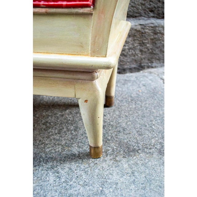 Art Deco Stools in Wood, Brass and Leather, Italy, 1930s, Set of 2 For Sale - Image 6 of 7