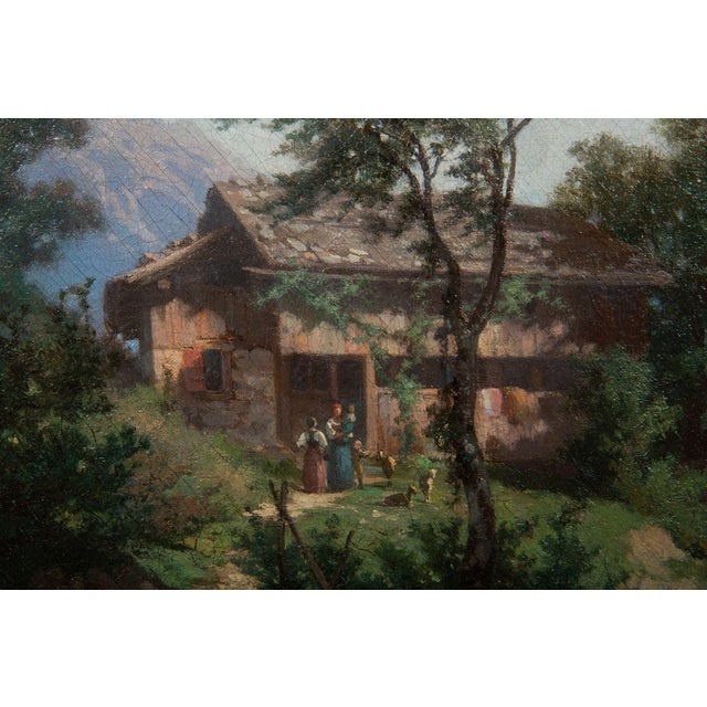 19th Century Swiss Antique Oil Painting of Mountains by Francois Niederhausern For Sale - Image 12 of 18
