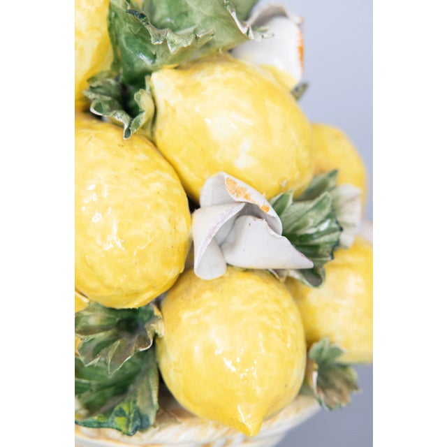 Vintage Italian Majolica Lemons & Flowers Topiary Centerpiece For Sale - Image 4 of 10