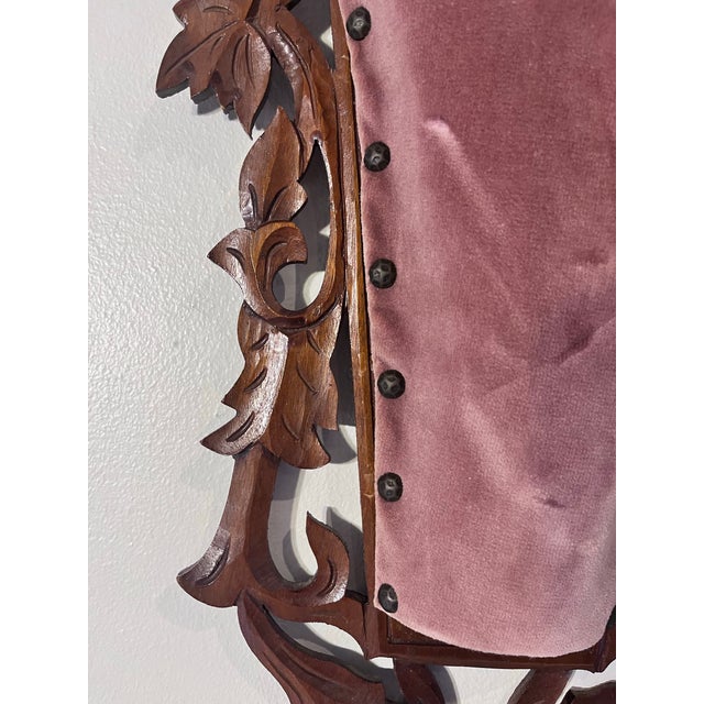 Chestnut Antique Black Forest Carved Walnut Wall Pocket With Female Portrait For Sale - Image 8 of 9
