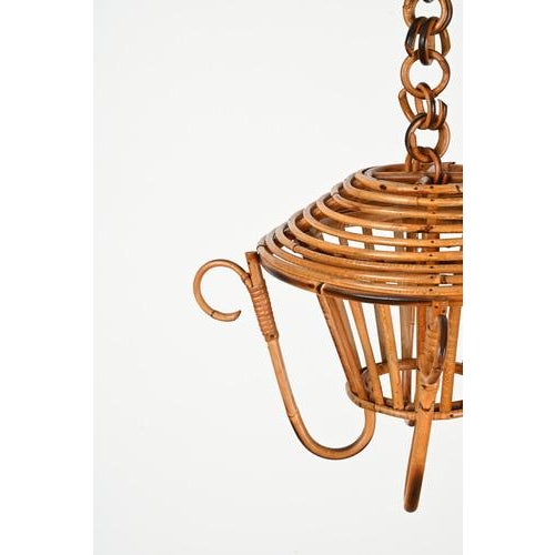 Mid-Century Pendant in Bamboo, Rattan and Wicker, France, 1960s For Sale - Image 9 of 17