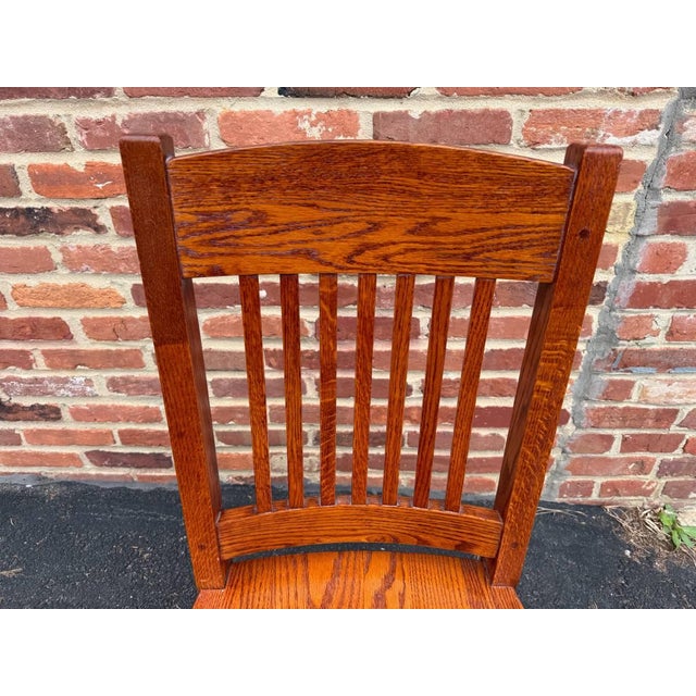 Late 20th Century Art & Craft Style Mission Oak Dining Chairs For Sale - Image 15 of 16