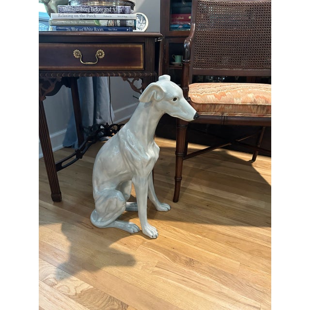 1980s 1980’s Life Sized Glazed Ceramic Greyhound or Whippet Statue For Sale - Image 5 of 11