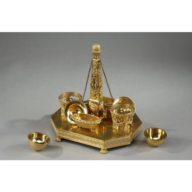Metal Empire Period Gilt Bronze Obelisk Inkwell, 1810 For Sale - Image 7 of 18