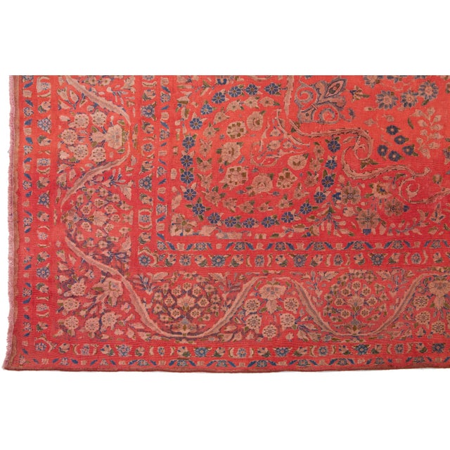 Antique Overdyed Red Wool Rug With Rosette Design For Sale - Image 4 of 10
