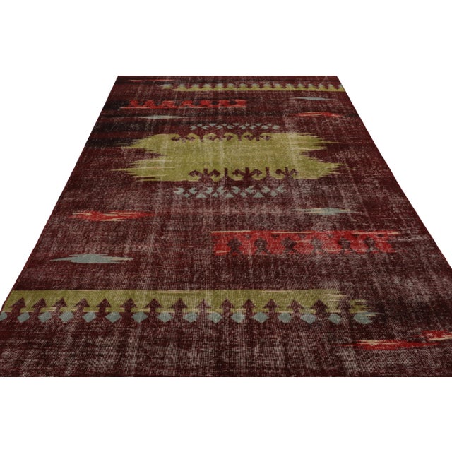 1960s Vintage Zeki Müren Rug in Red With Colorful Geometric Pattern - Rug & Kilim For Sale - Image 5 of 8