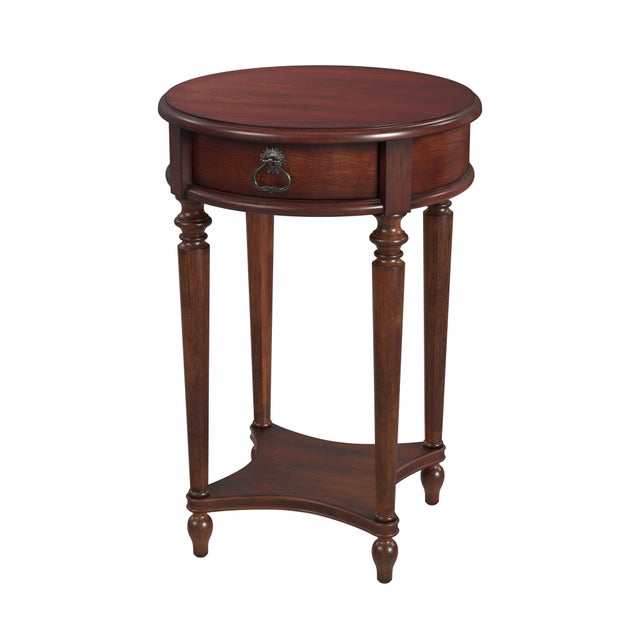 Wood Jules 1 Drawer Round End Table, Cherry Brown For Sale - Image 7 of 7