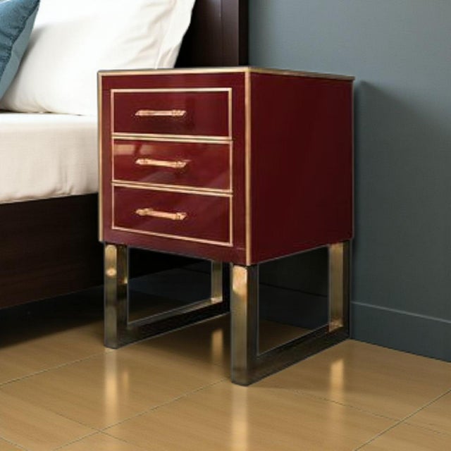 Handmade Bedside Tables in Glass and Brass from Justfurnituress SRL, Set of 2 For Sale - Image 6 of 15