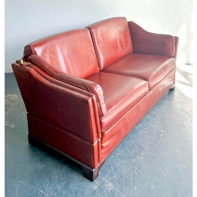 Brass Vintage Boho Leather Knole Sofa For Sale - Image 8 of 9