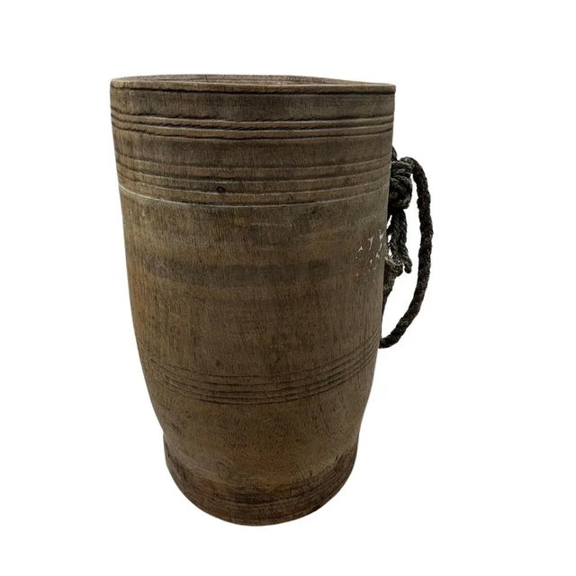 Farmhouse Vintage Indian Wood Vessel For Sale - Image 3 of 5
