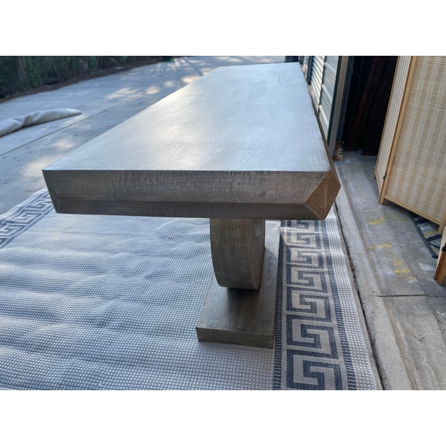 Half-Moon Base Welded Steel Console Table in Silvered Patina For Sale - Image 9 of 12