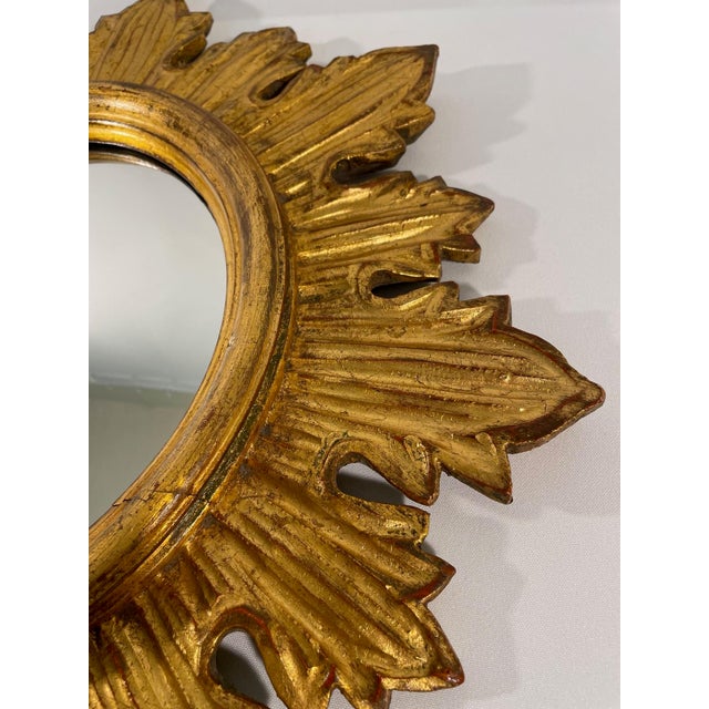 Vintage French Style Giltwood Sunburst Wall Mirror For Sale - Image 6 of 15