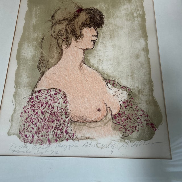French 1950’s French Female Nude Portrait Original Lithograph by Alexander Dobkin For Sale - Image 3 of 5